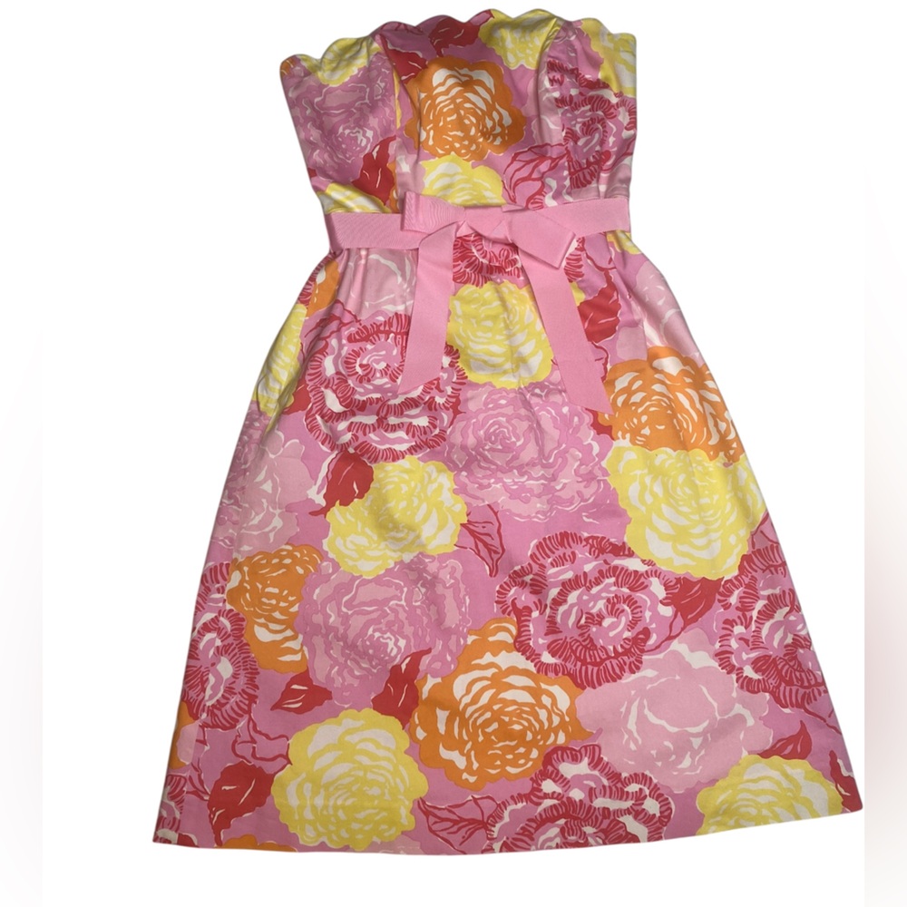 Lilly Pulitzer WHITE LABEL Scallopped Strapless Blossom Dress - Size 4